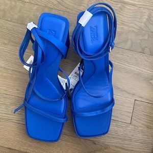 NWT royal blue zara strappy heeled sandals